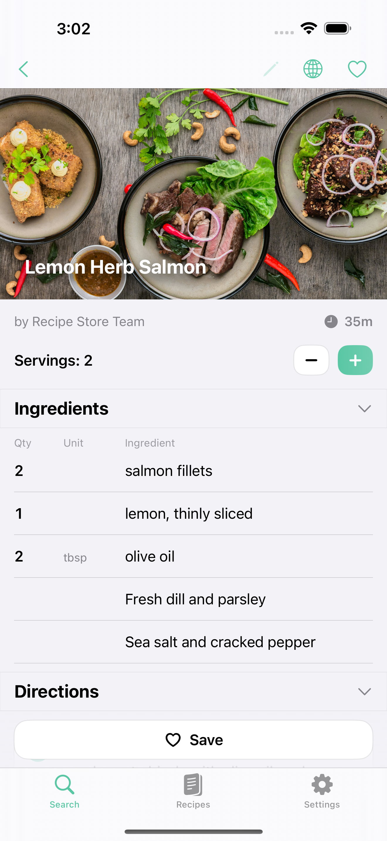 RecipeStore Search Interface